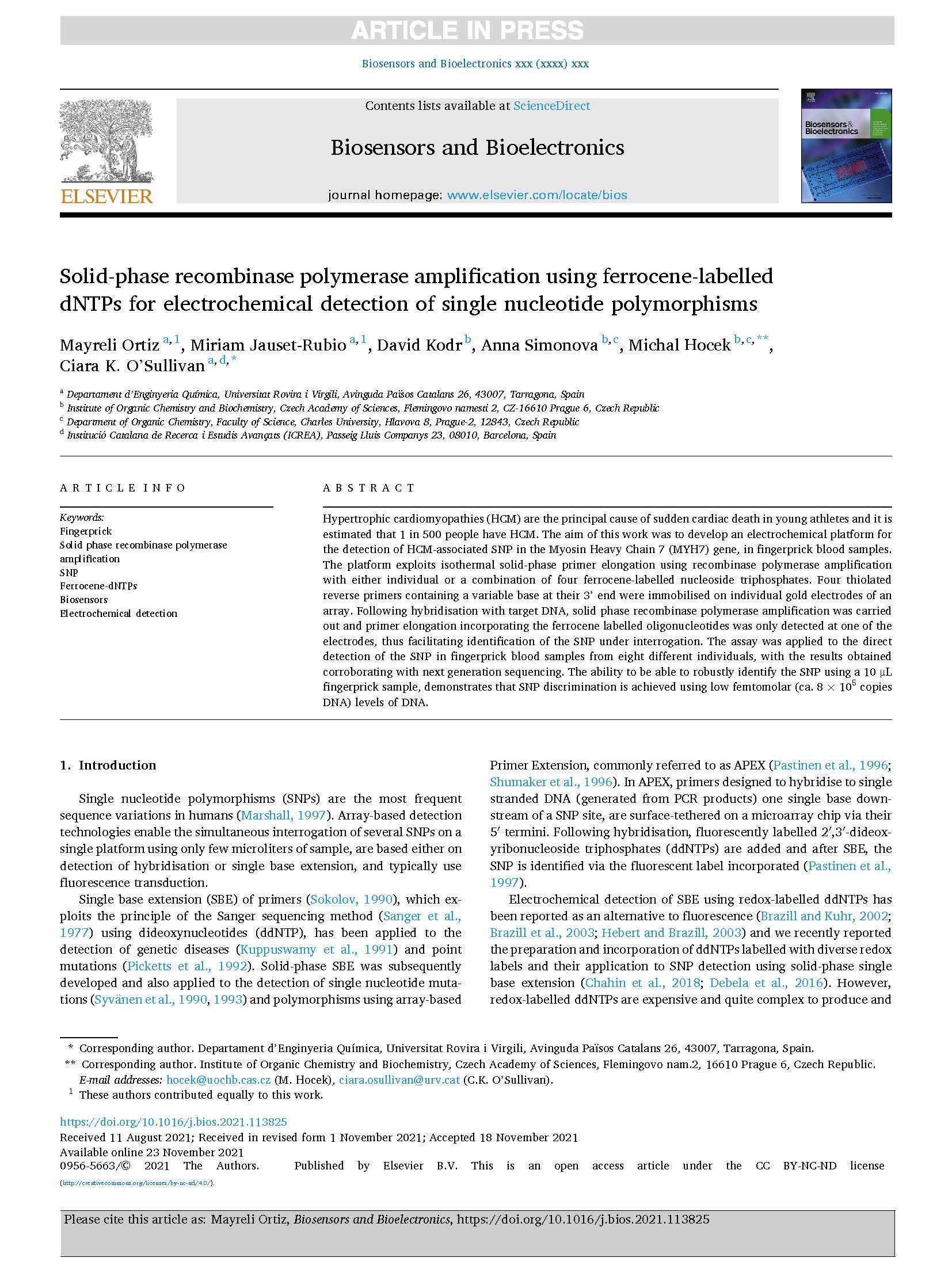 P7 - Front page - Biosensors and Bioelectronics - Ortiz_URV